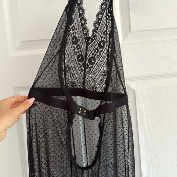 MONIQUE LHUILLIER x HANKY PANKY Rendezvous Black Tulle Sheer Maxi Slip Dress - Picture 8 of 10